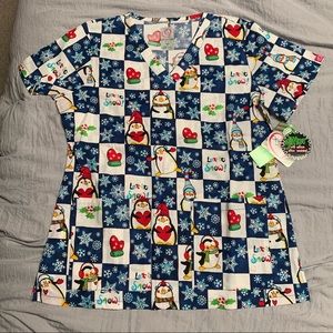Holiday scrub top
